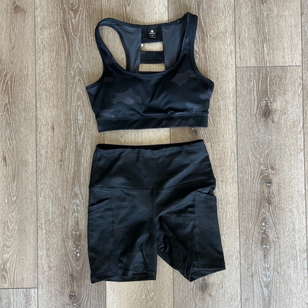 Reflex Black Sports Bra and Shorts Set sz. XS